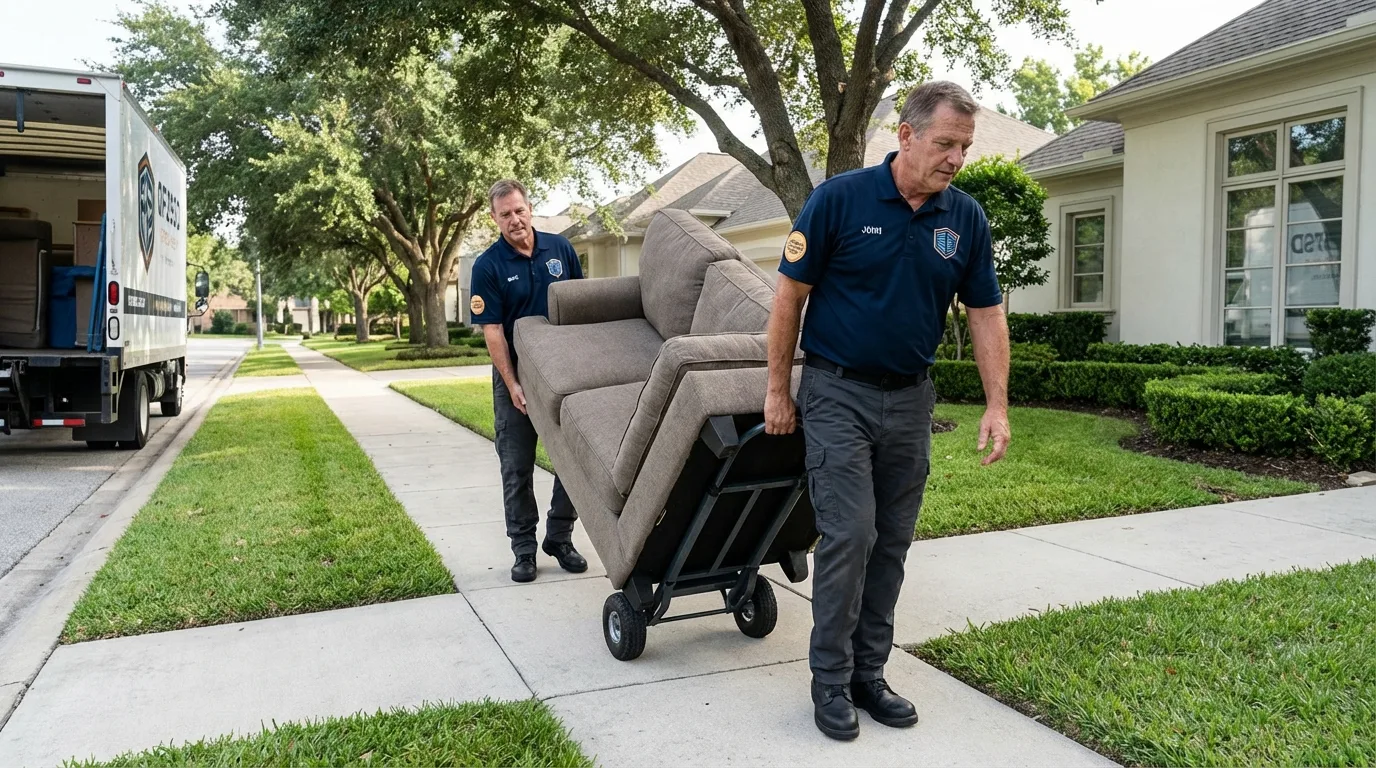Local residential moving crew loading furniture in Saratoga, WY
